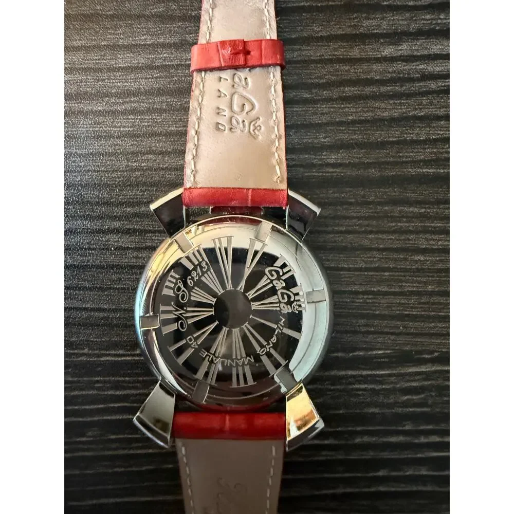 GaGa MILANO Quartz Red Leather Strap Manuale 40mm 5020.2 Black Dial